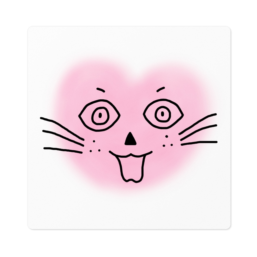 まるーいハートねこのステッカー その3　ホワイト・白