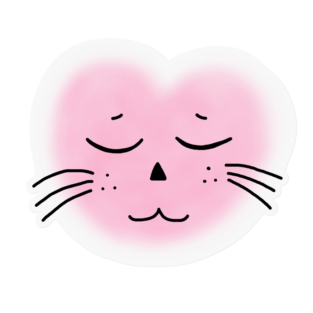 まるーいハートねこのステッカー その4　クリア