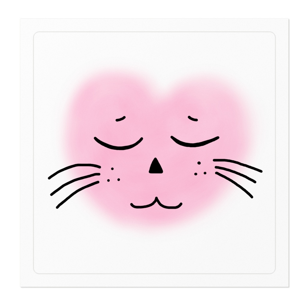 まるーいハートねこのステッカー その4 ホワイト・白