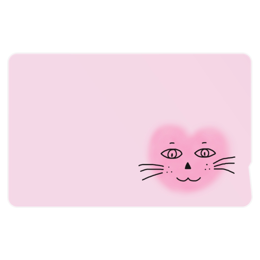まるーいハートねこのICカードステッカー その1 ピンク