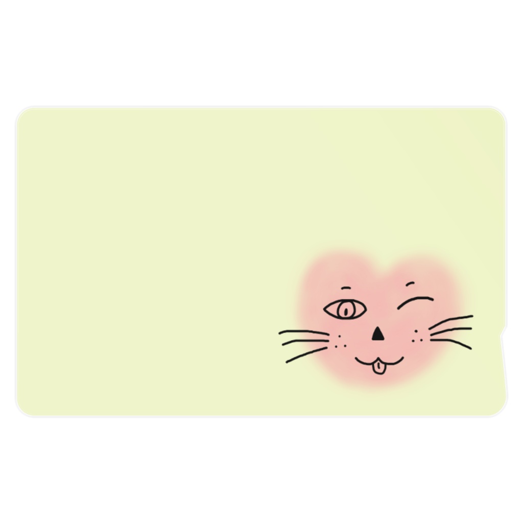 まるーいハートねこのICカードステッカー その2　ライトイエロー・黄色