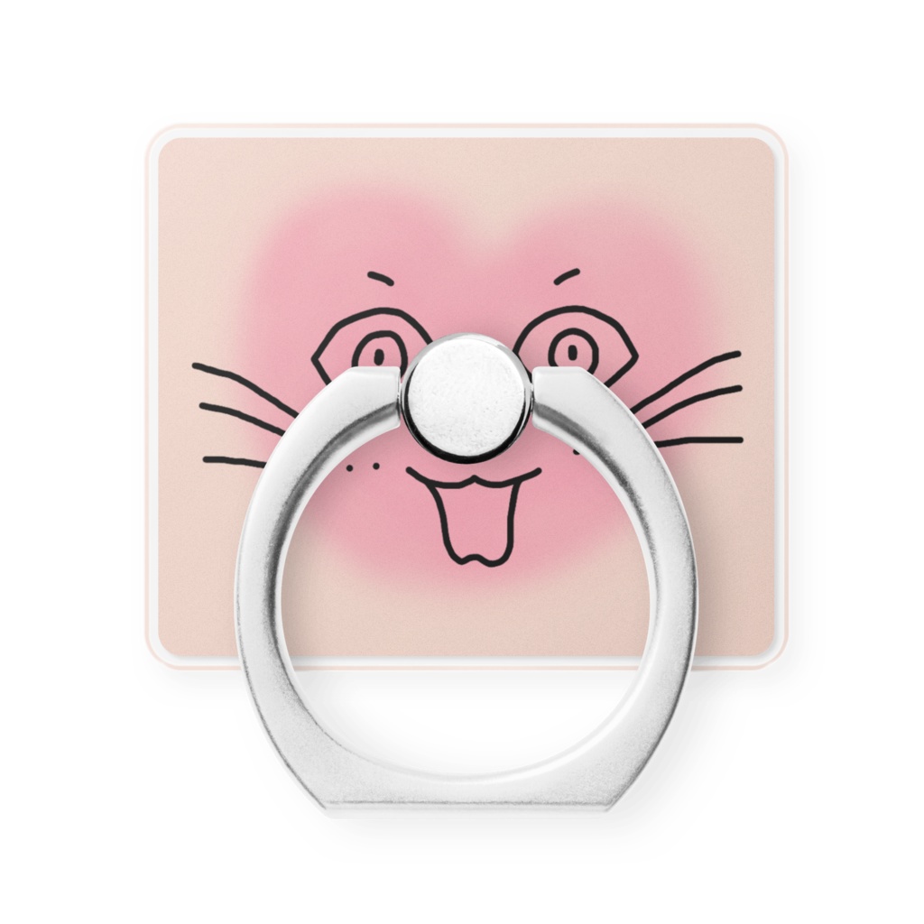 まるーいハートねこのスマホリング その3 ライトオレンジ・だいだい色・橙色