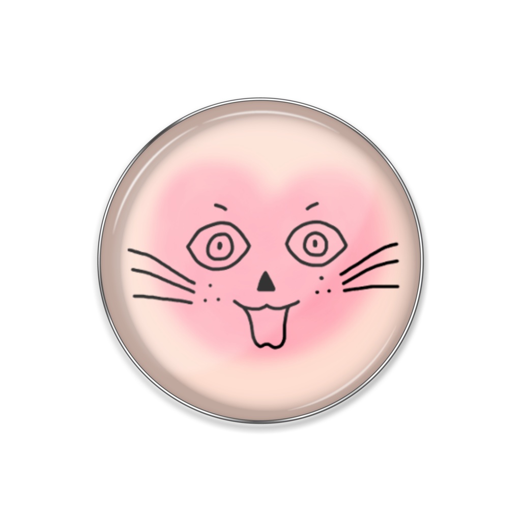 まるーいハートねこのピンバッジ その3 ライトオレンジ・だいだい色・橙色
