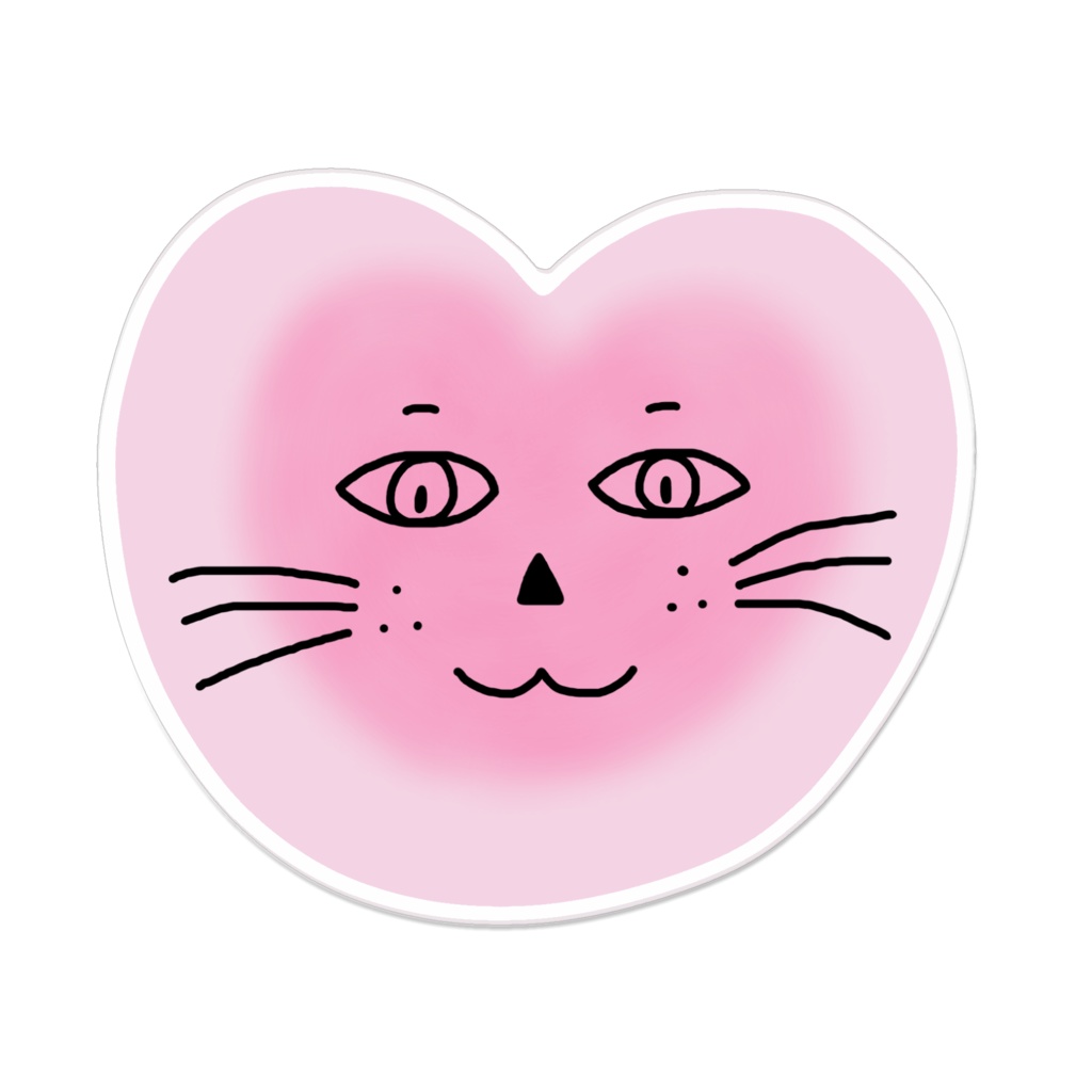 まるーいハートねこのアクリルバッジ その1 ピンク
