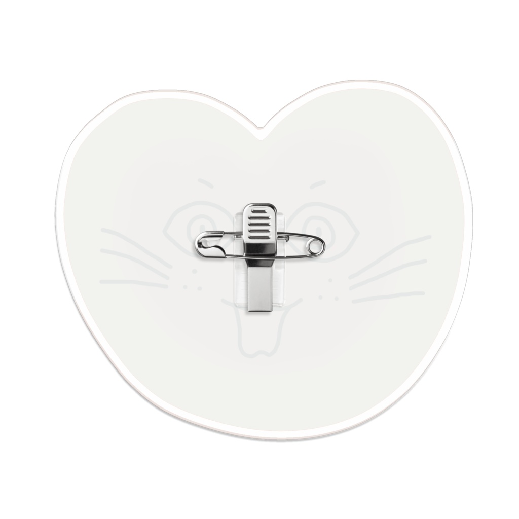 まるーいハートねこのアクリルバッジ その3 ライトオレンジ・だいだい色・橙色