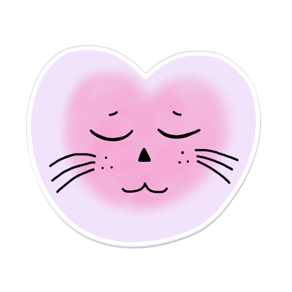 まるーいハートねこのアクリルバッジ その4 パープル・紫色