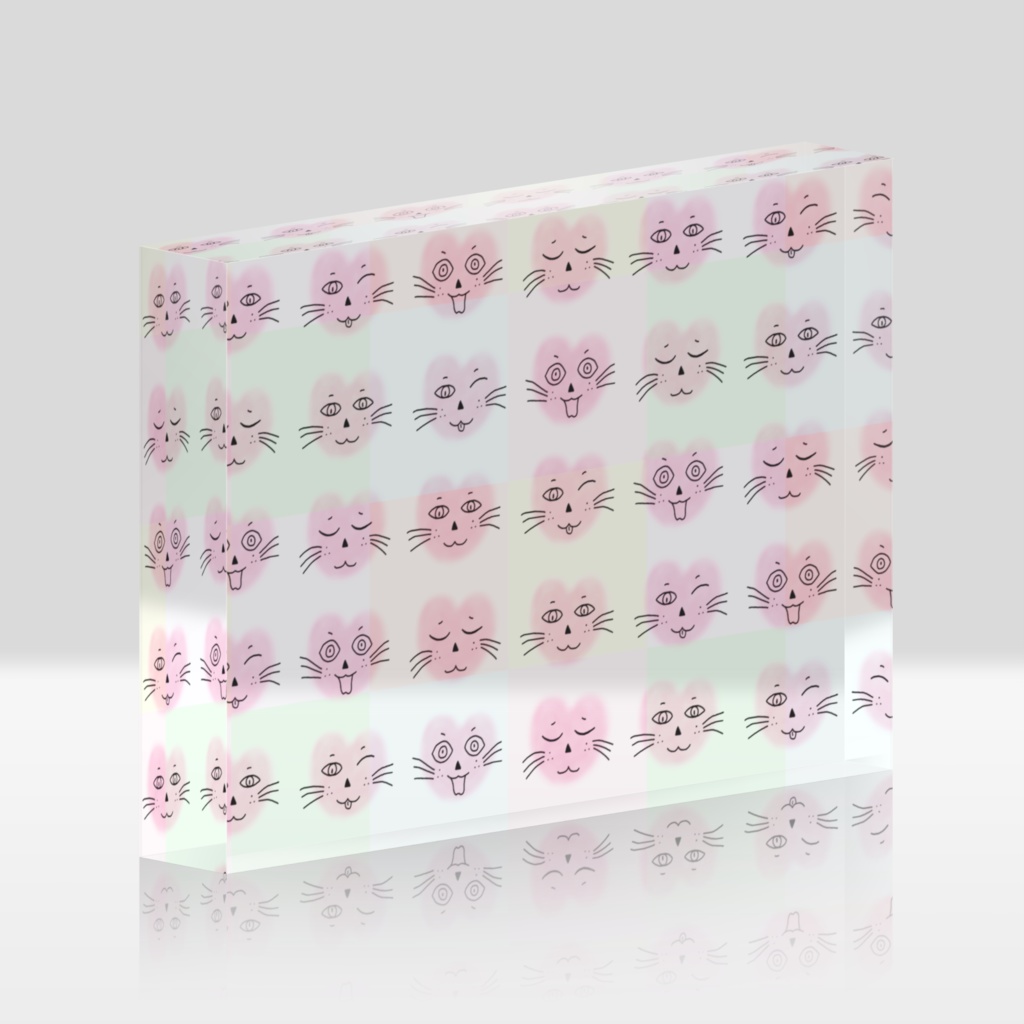 まるーいハートねこのカラフルアクリルブロック