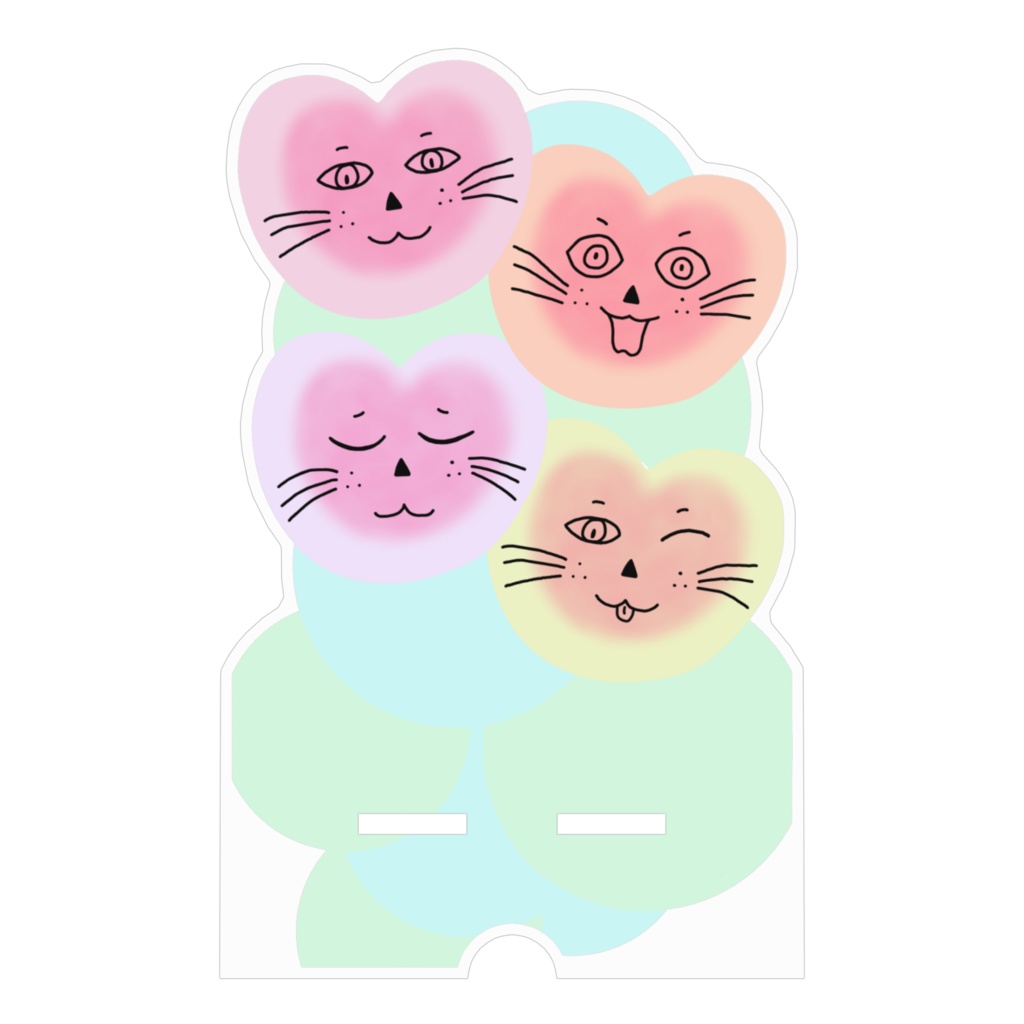 まるーいハートねこのアクリルスマホスタンド