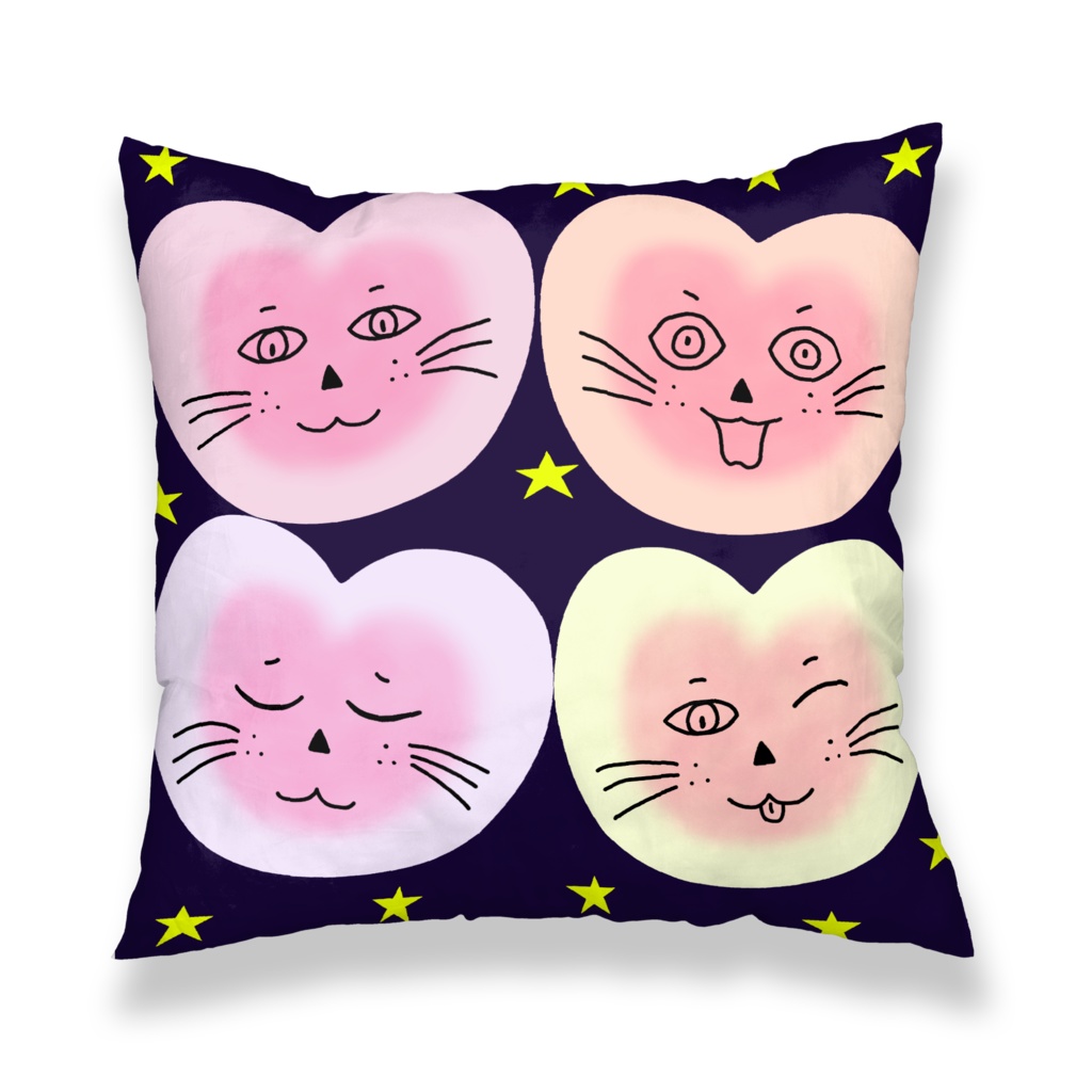 まるーいハートねこのクッションカバー よなか