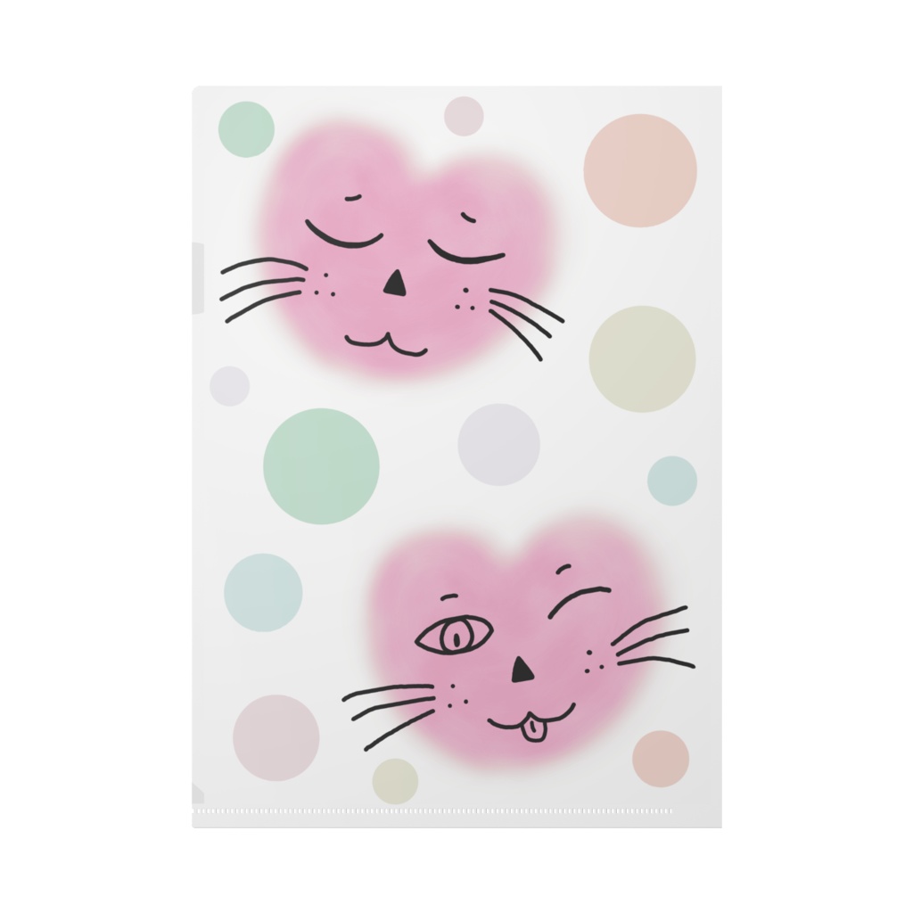 まるーいハートねこのクリアファイル