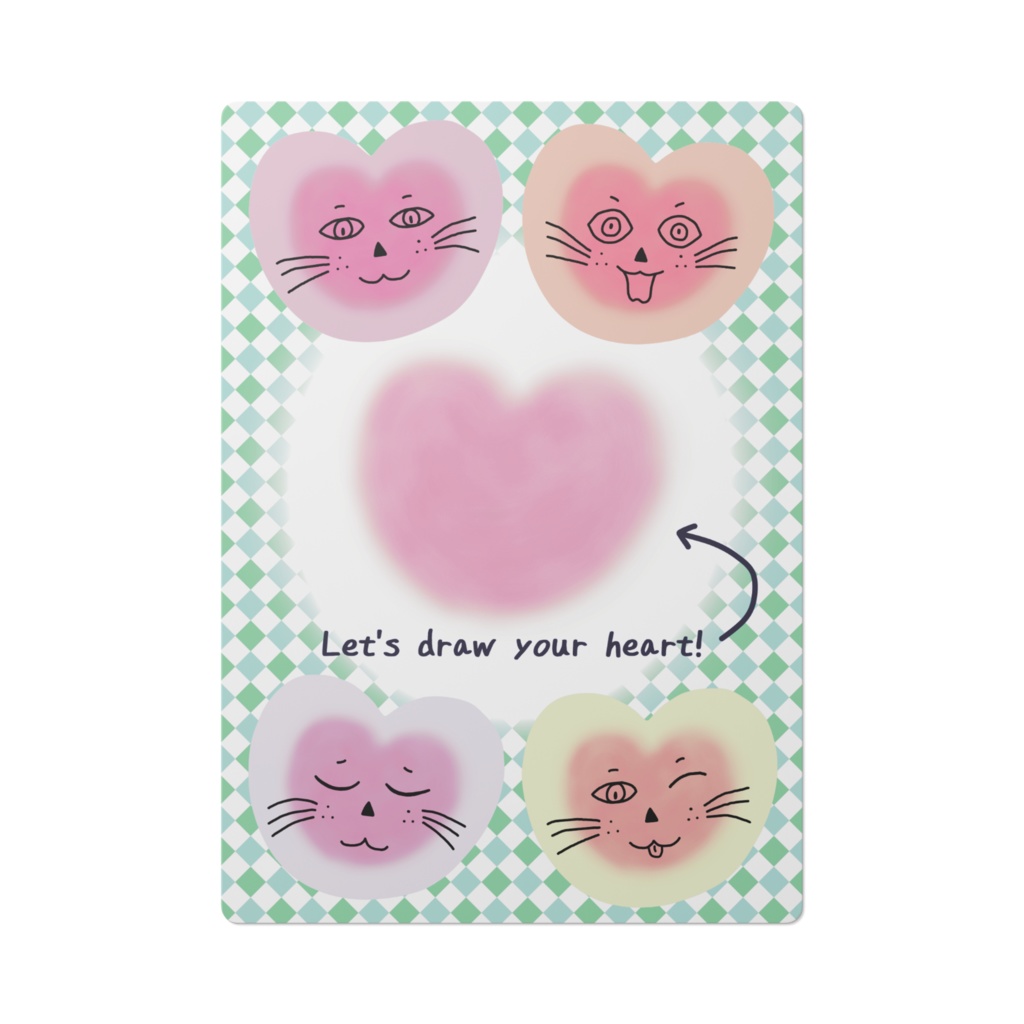 まるーいハートねこのカラフル下敷き