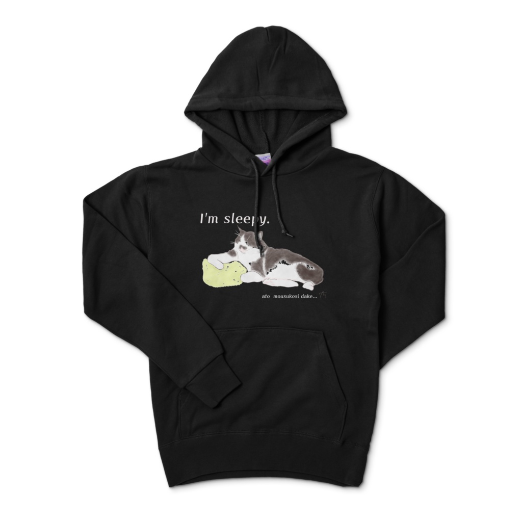 sleeping cat パーカー 黒
