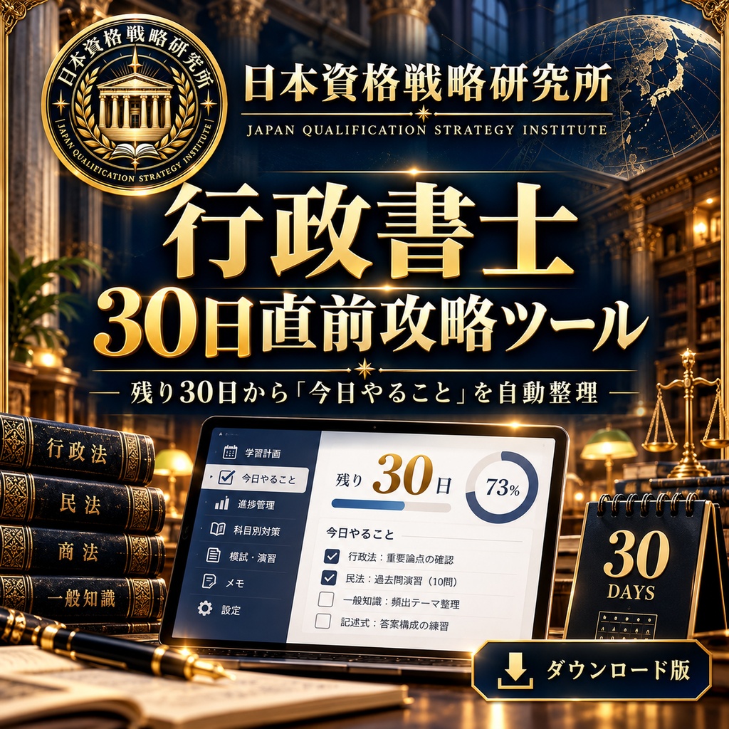 行政書士 30日直前攻略ツール｜残り30日から「今日やること」を自動整理