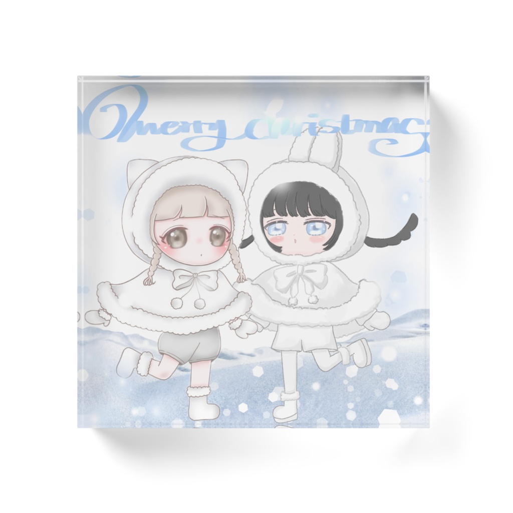 【こな×さめ】ホワイトクリスマスアクリルブロック