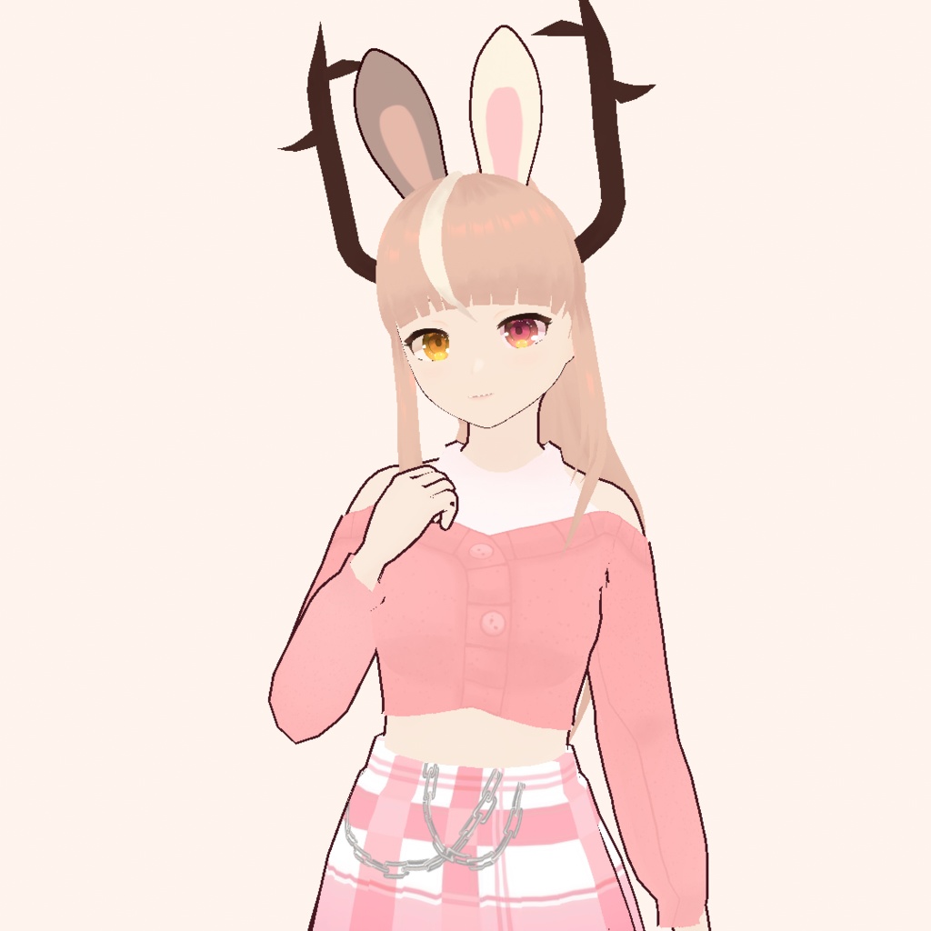  Vroid ロングスリーブクロップトップセーターピンクLong sleeve crop top sweater pink