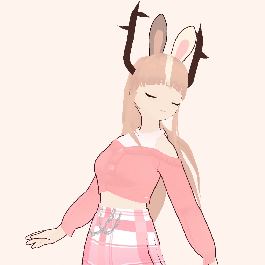 Vroid ロングスリーブクロップトップセーターピンクLong sleeve crop top sweater pink