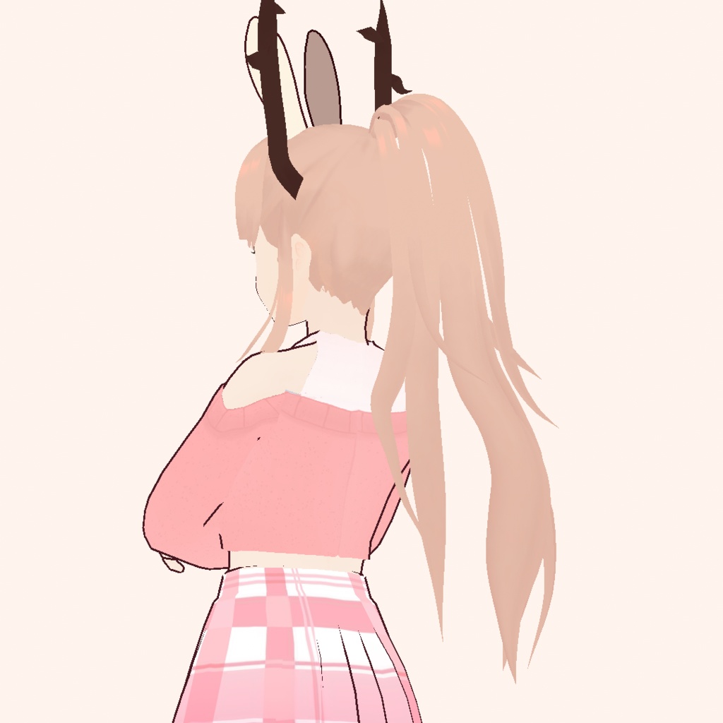 Vroid ロングスリーブクロップトップセーターピンクLong sleeve crop top sweater pink