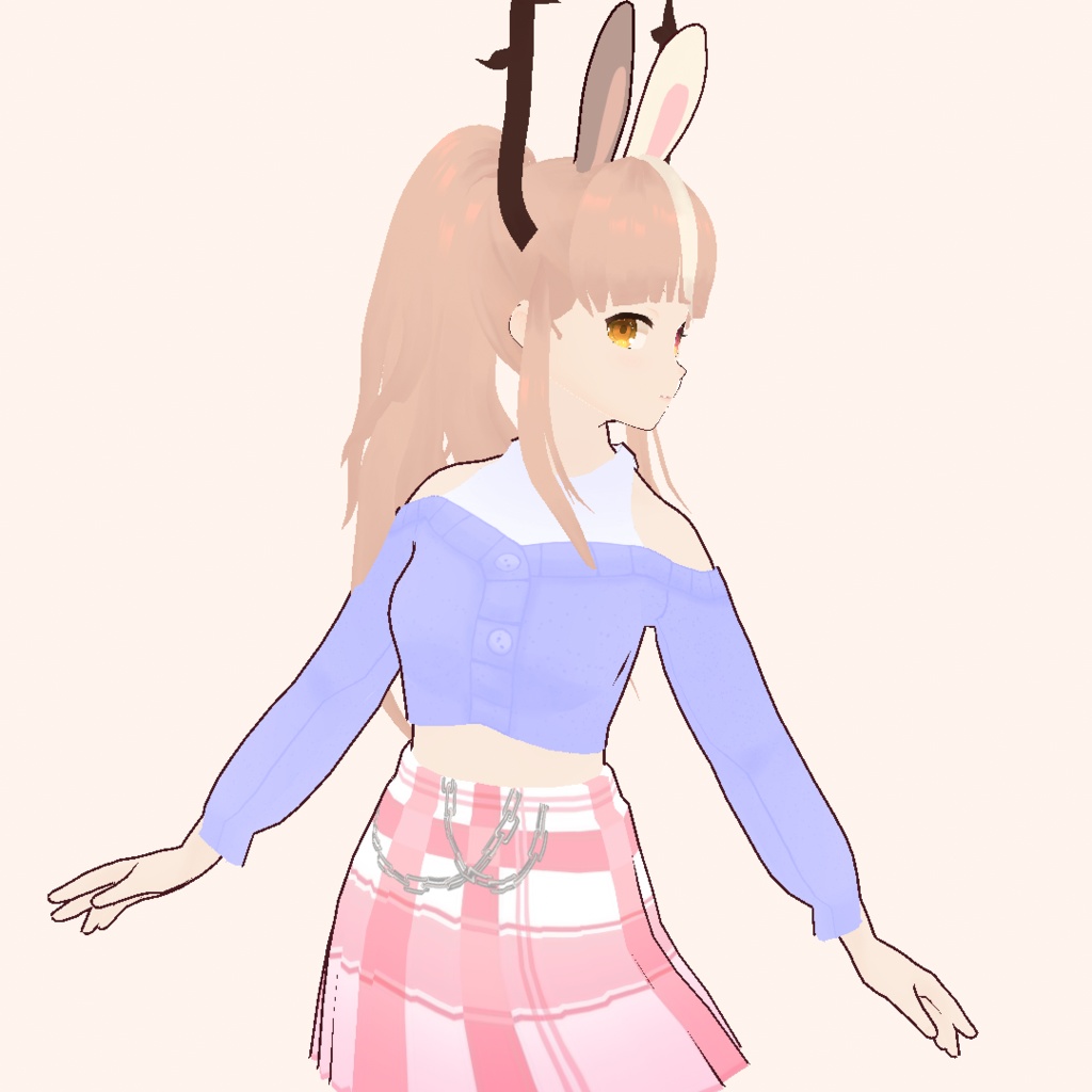 Vroid ロングスリーブクロップトップセーター 青Long sleeve crop top sweater blue