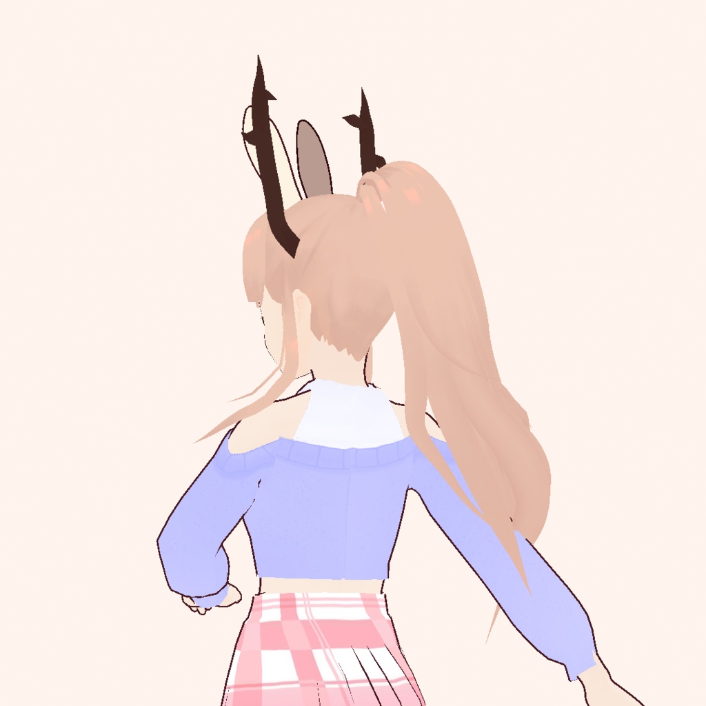 Vroid ロングスリーブクロップトップセーター 青Long sleeve crop top sweater blue