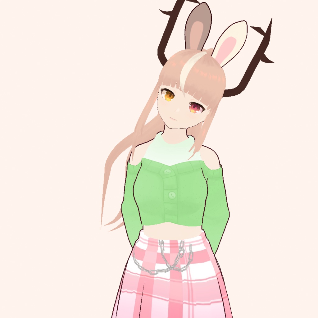 Vroid ロングスリーブクロップトップセーターグリーンLong sleeve crop top sweater green