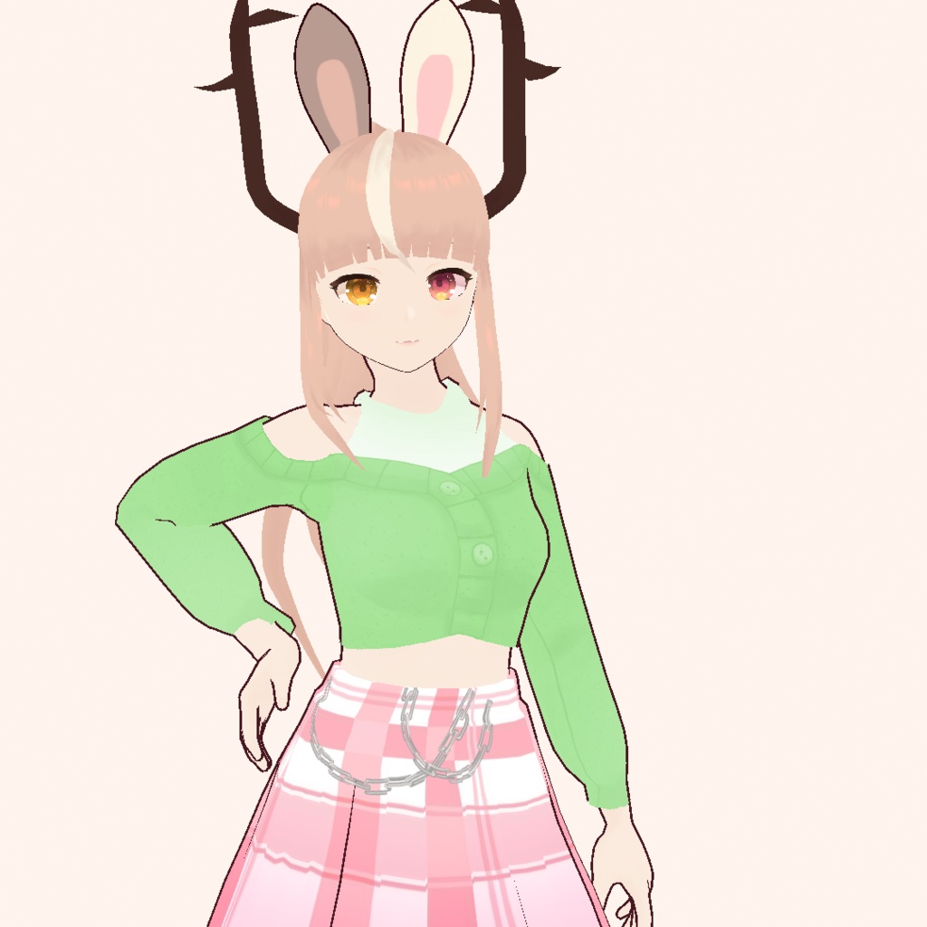 Vroid ロングスリーブクロップトップセーターグリーンLong sleeve crop top sweater green