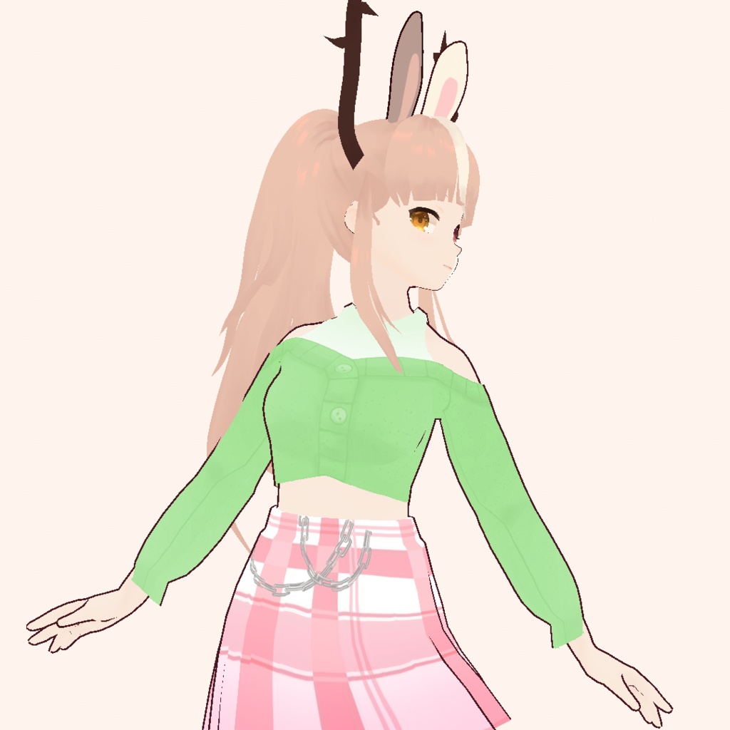 Vroid ロングスリーブクロップトップセーターグリーンLong sleeve crop top sweater green