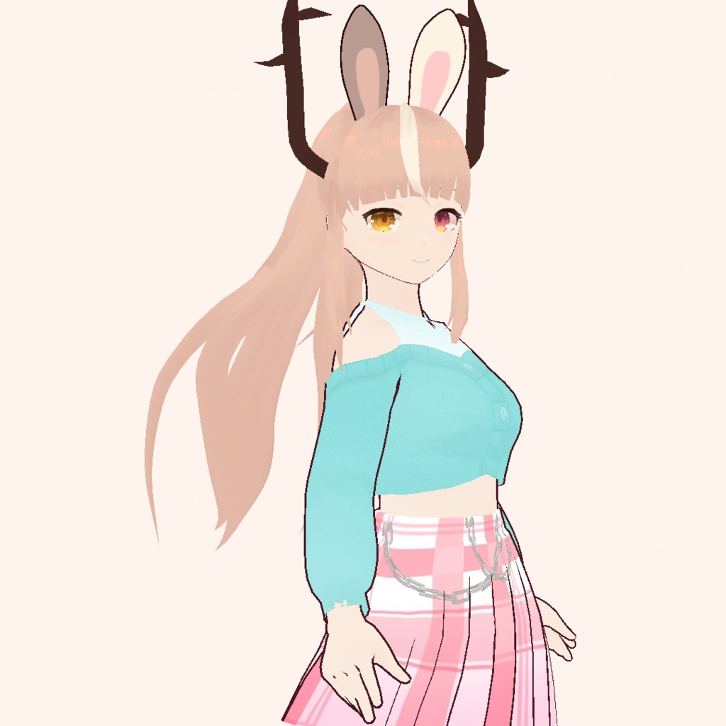 Vroid ロングスリーブクロップトップセーターターコイズLong sleeve crop top sweater turquoise