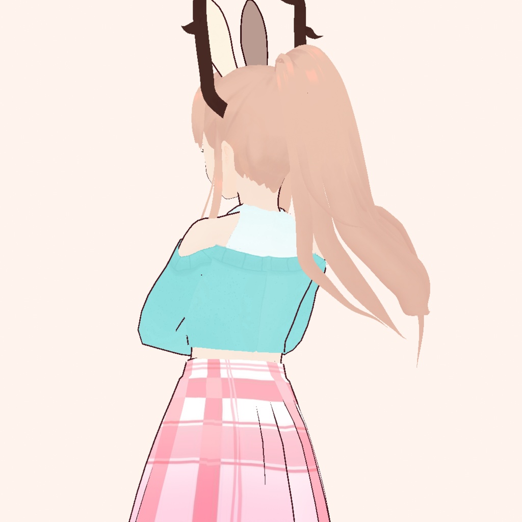 Vroid ロングスリーブクロップトップセーターターコイズLong sleeve crop top sweater turquoise