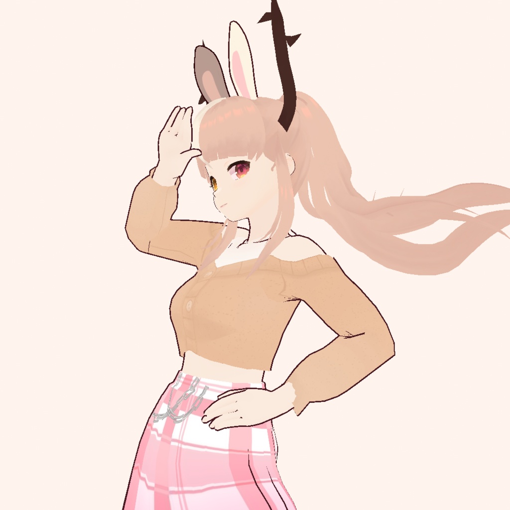 Vroid ロングスリーブクロップトップセーターオレンジLong sleeve crop top sweater orange