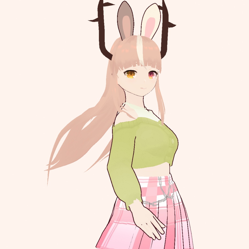 Vroid ロングスリーブクロップトップセーターイエローLong sleeve crop top sweater yellow