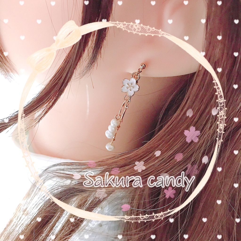 《終了》小桜の淡水パールピアス【イヤリング変更可能】
