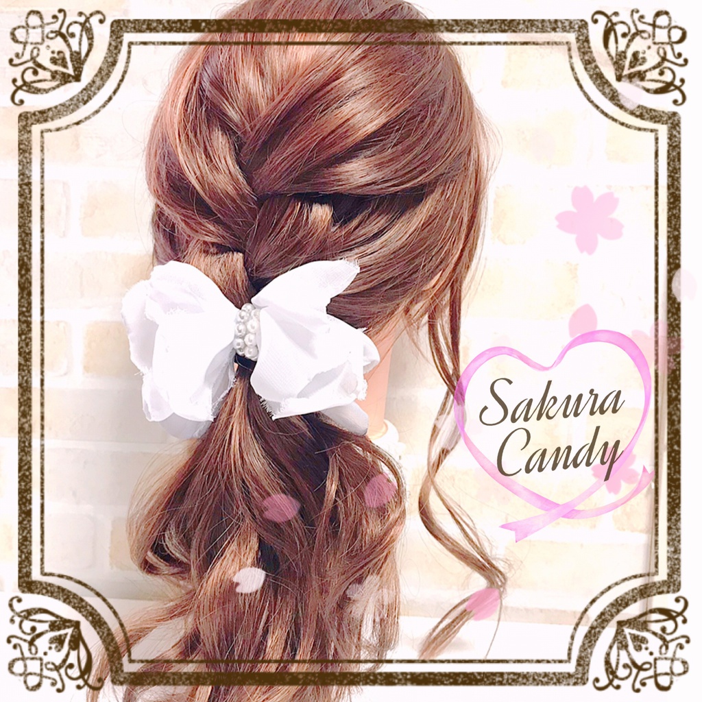 【刀剣乱舞イメージ】ふわふわパールリボンヘアゴム