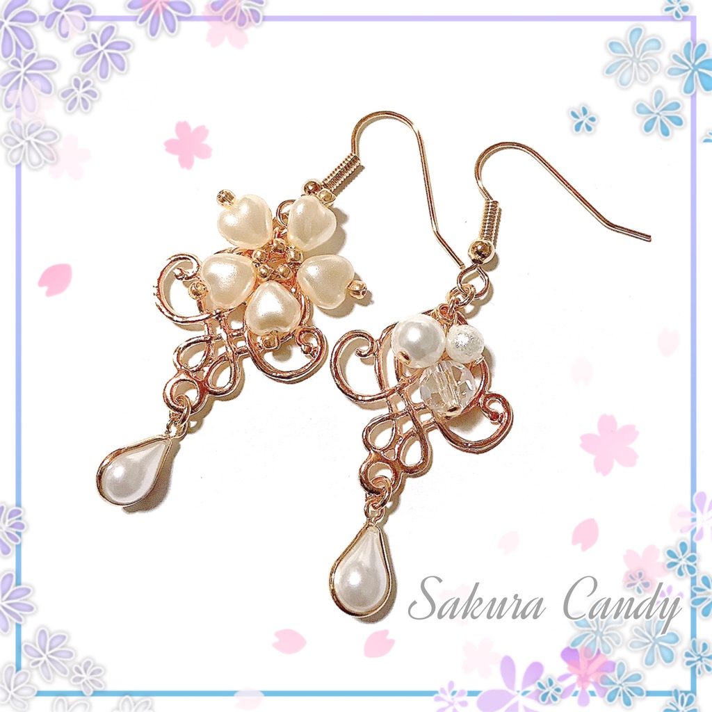 《終了》桜のパールシャンデリアピアス