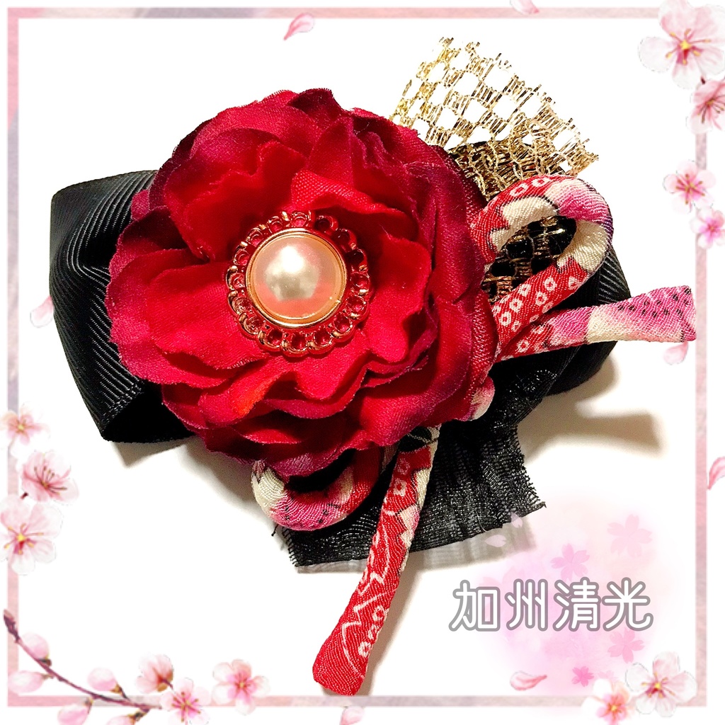 《終了》ちりめん紐のお花♡リボンポニーフック