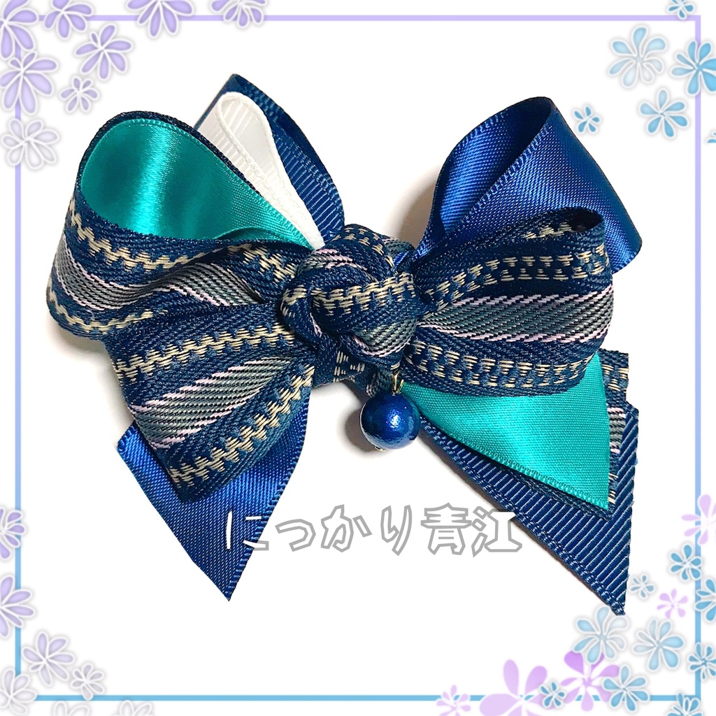 【刀剣乱舞イメージ】1粒コットンパール♡ツイルリボンポニーフック