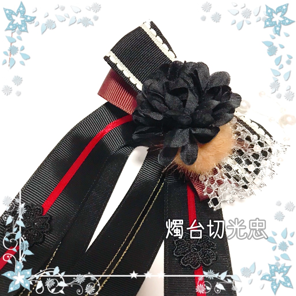 《終了》お花とファーのリボンポニーフック