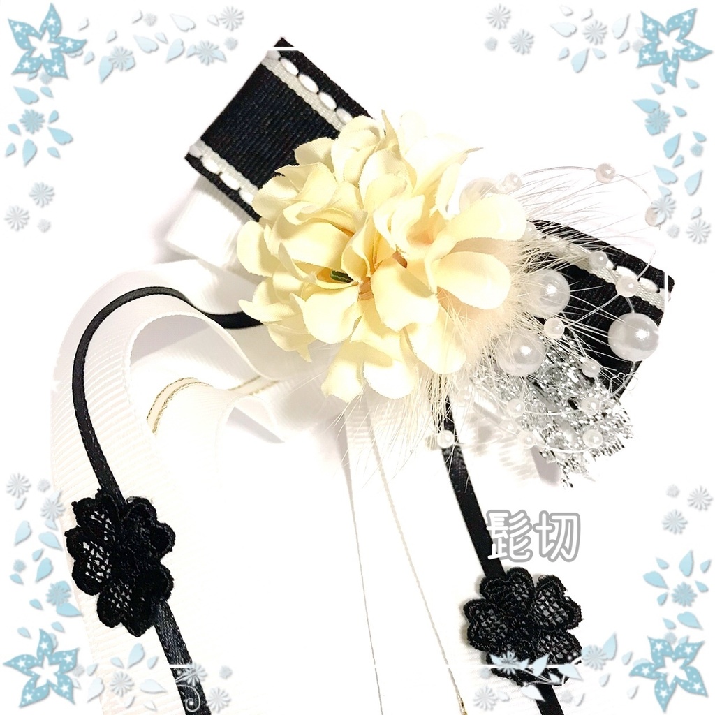 《終了》お花とファーのリボンポニーフック