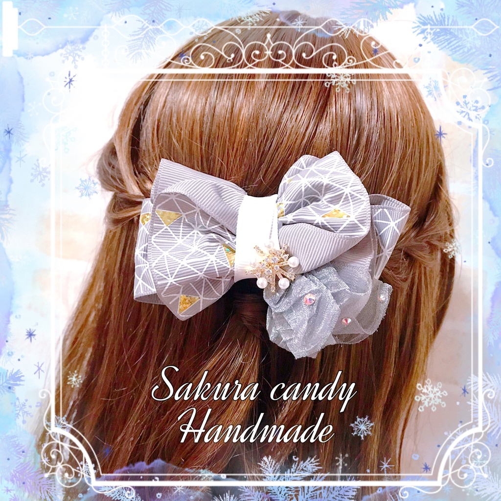 【刀剣乱舞イメージ】和柄×雪の結晶のフリルバレッタ