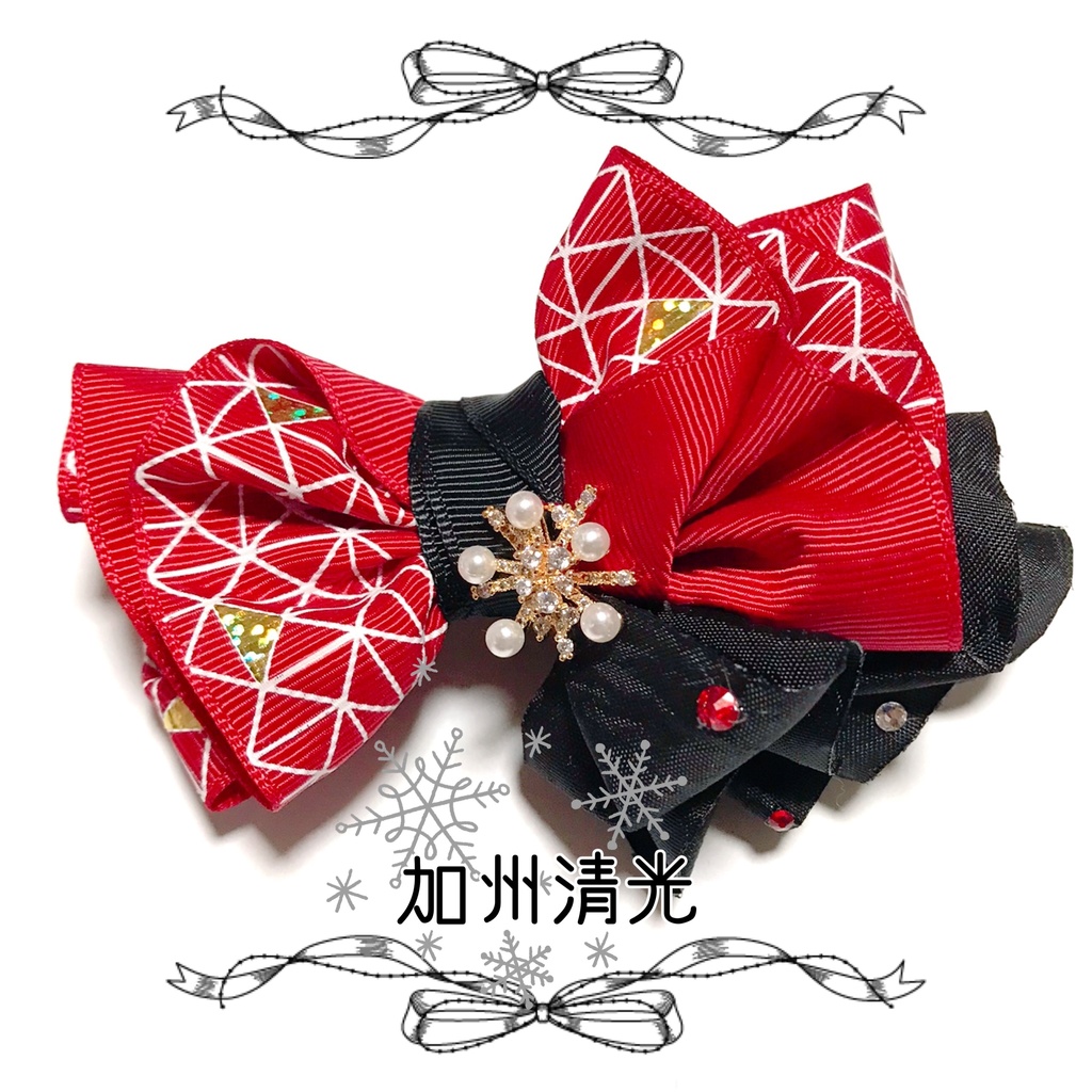 【刀剣乱舞イメージ】和柄×雪の結晶のフリルバレッタ