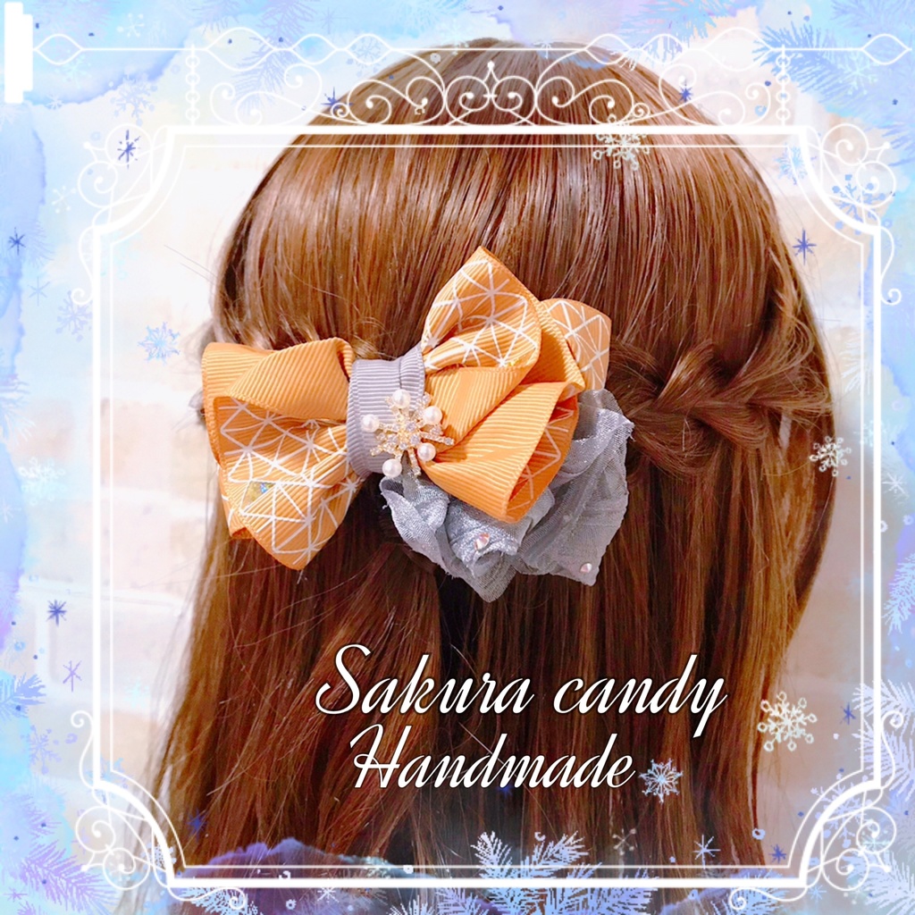 【刀剣乱舞イメージ】和柄×雪の結晶のフリルバレッタ