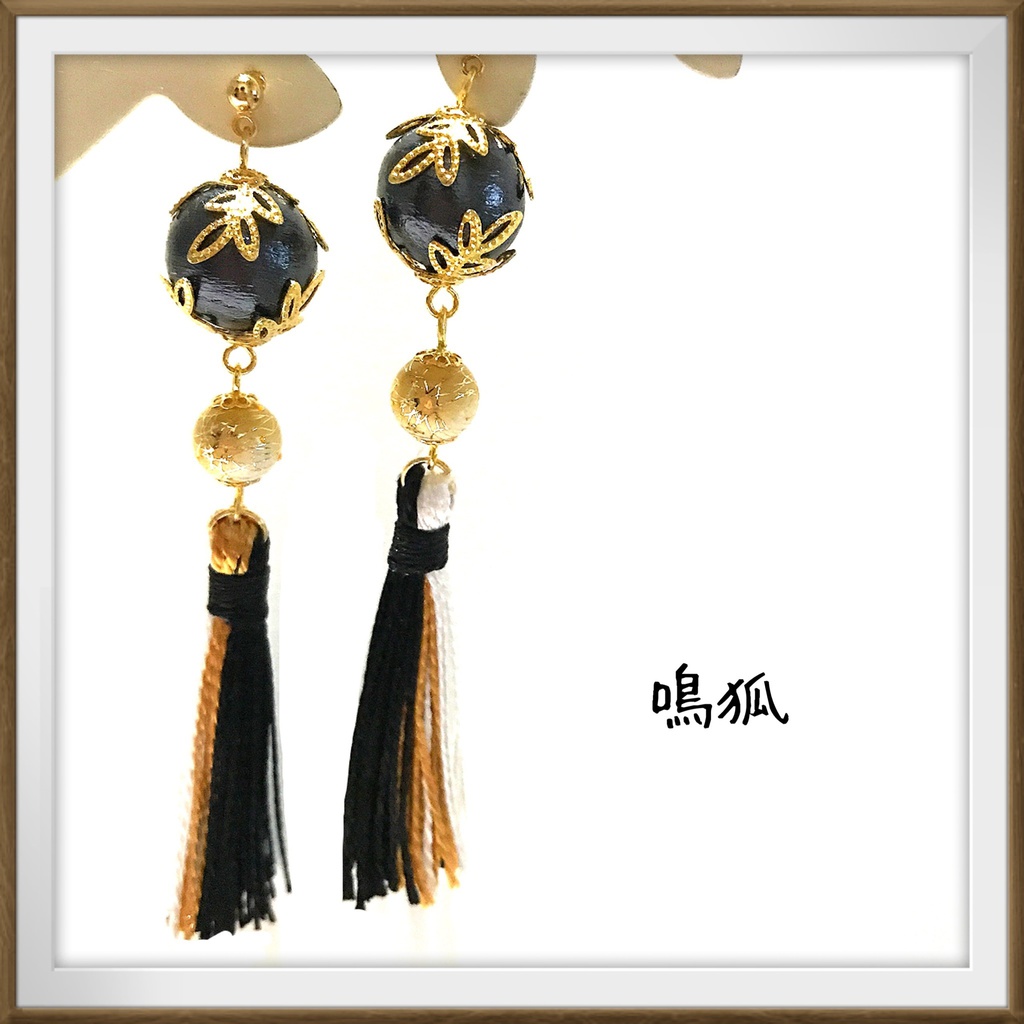 【刀剣乱舞イメージ】コットンパール☆タッセルピアス