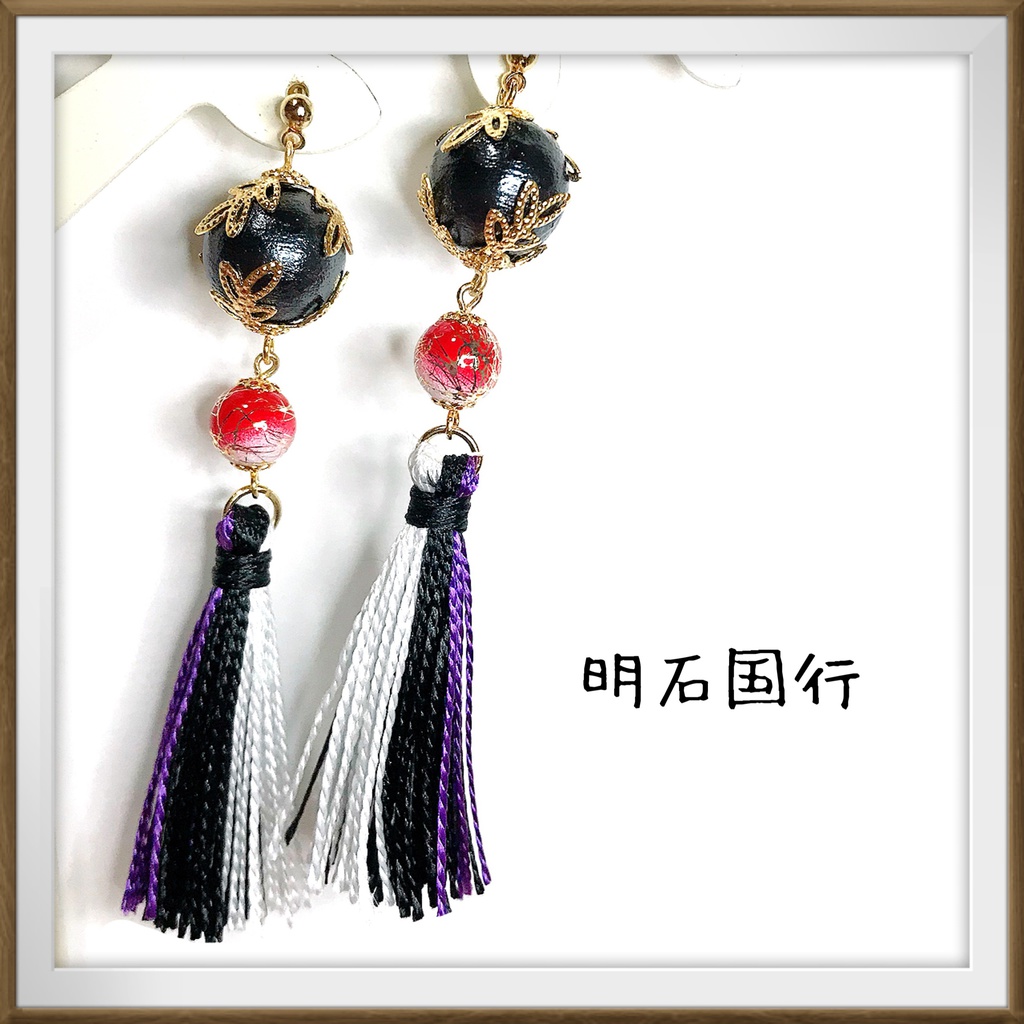 【刀剣乱舞イメージ】コットンパール☆タッセルピアス