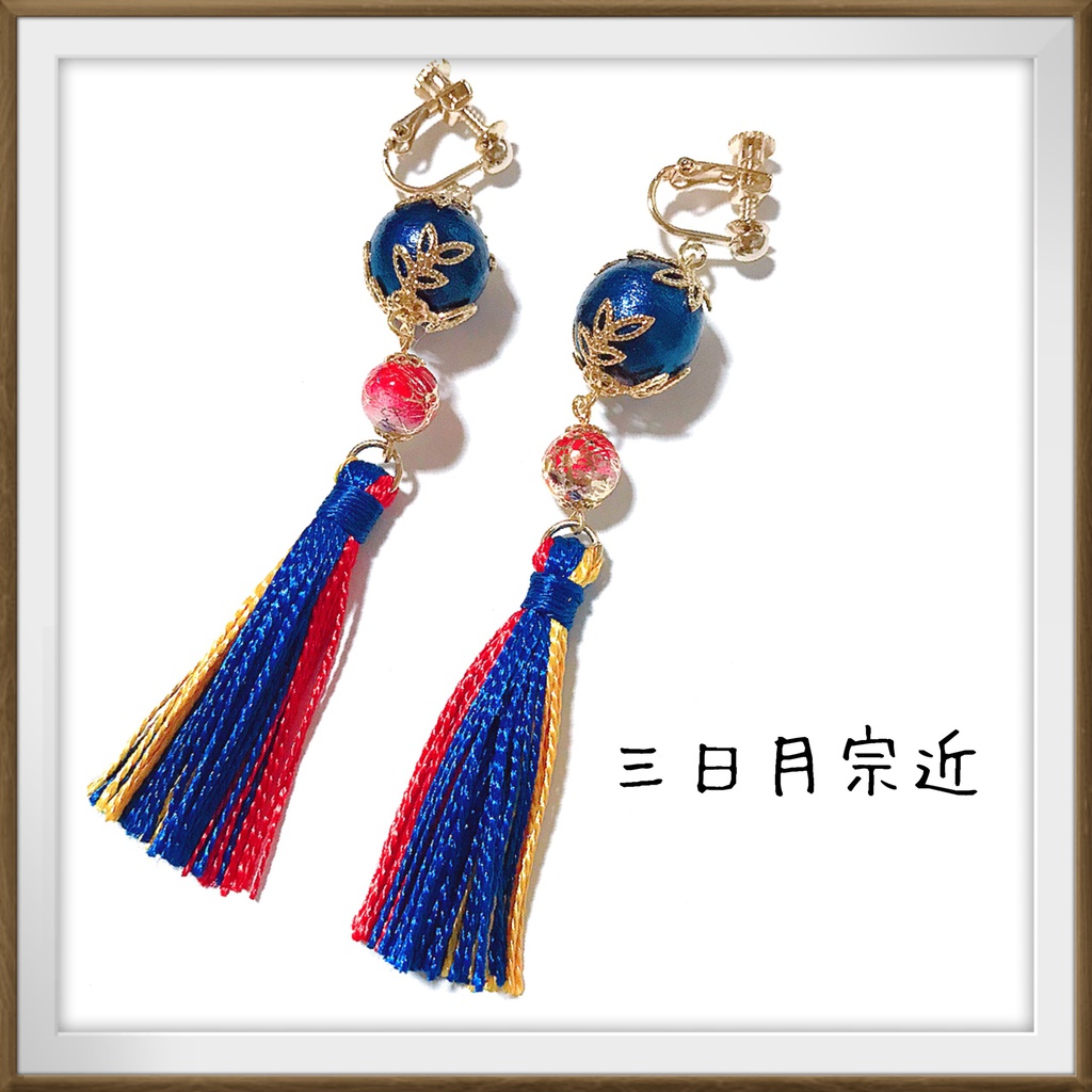 【刀剣乱舞イメージ】コットンパール☆タッセルピアス