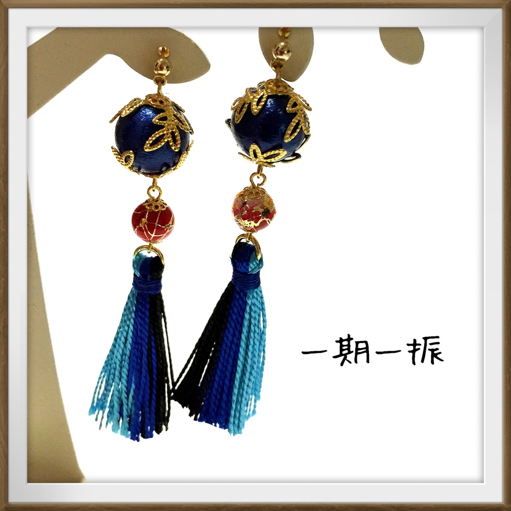 【刀剣乱舞イメージ】コットンパール☆タッセルピアス