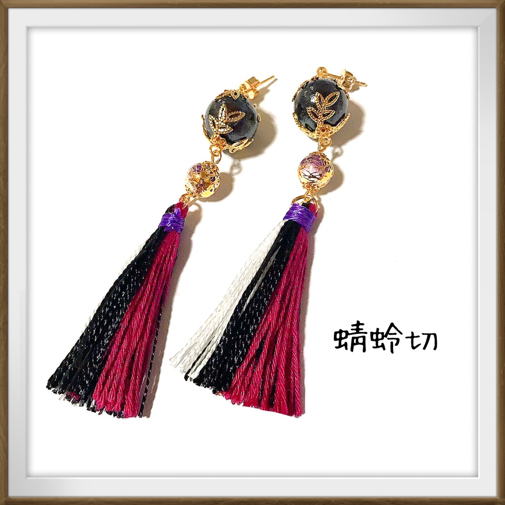 【刀剣乱舞イメージ】コットンパール☆タッセルピアス