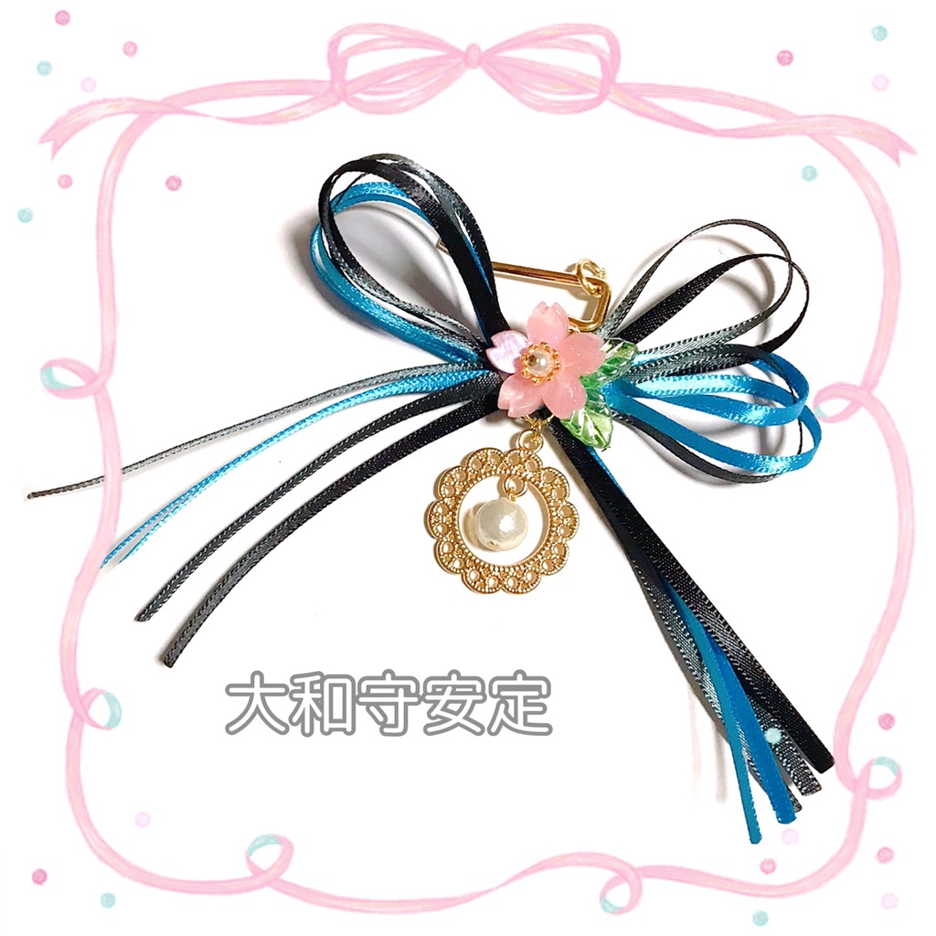 【刀剣乱舞イメージ】桜色♡サテンリボンポニーフック