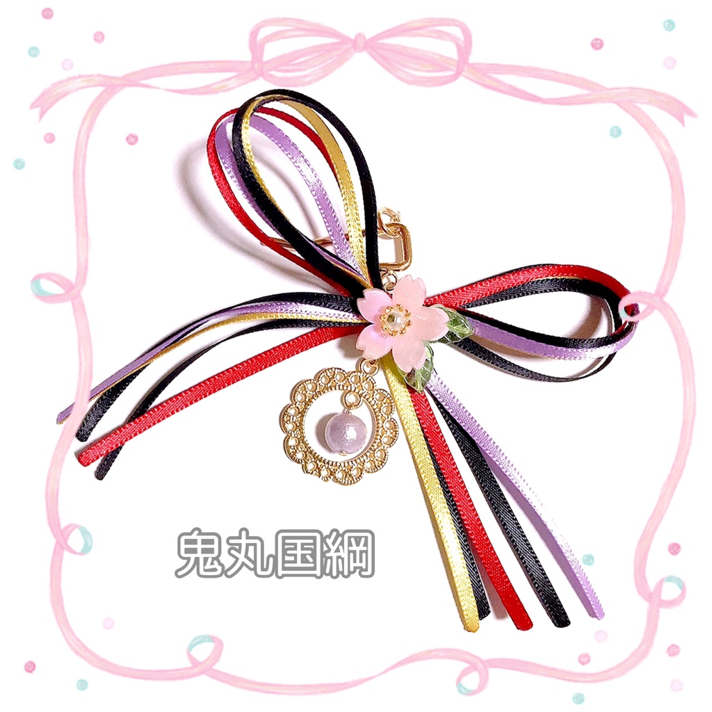 【刀剣乱舞イメージ】桜色♡サテンリボンポニーフック