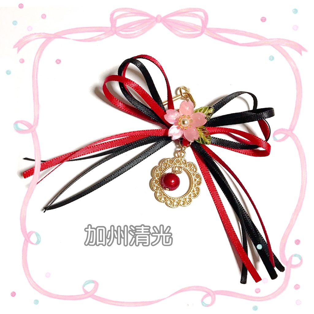 【刀剣乱舞イメージ】桜色♡サテンリボンポニーフック