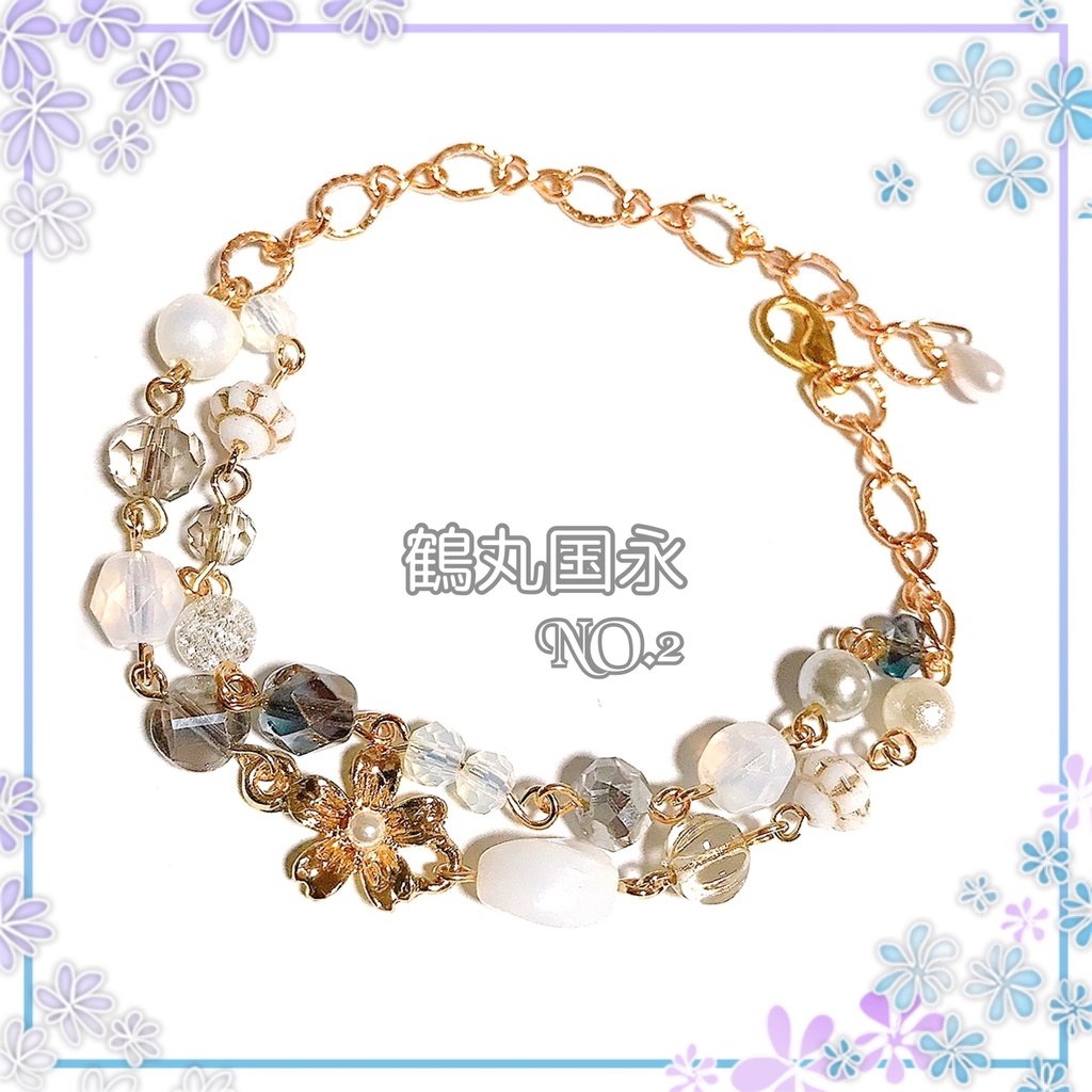 【刀剣乱舞イメージ】2連ビーズの桜のブレスレット