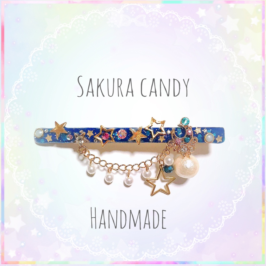 星屑と月のヘアクリップ